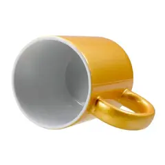 Caneca Cerâmica 325 ML Perolada Dourada