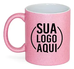 Caneca Cerâmica Glitter Rosa 325ml