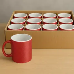 Caneca Cerâmica Glitter Vermelha 325ml