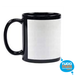 CANECA PRETA COM TARJA BRANCA Mecolour