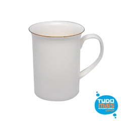 CANECA PORCELANA - 295 ML - BRANCO - MOD. APOLO - BORDA OURO