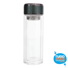 GARRAFA VIDRO C INFUSOR E TAMPA VERDE PEROLIZADA 300ML