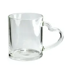 Caneca vidro 325ml cristal alça coração