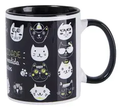 Caneca Ceramica Alça e Interior Preta - LIVE