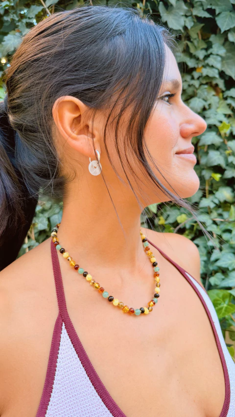 Collar Ámbar Multicolor con Cuarzo Verde - comprar online