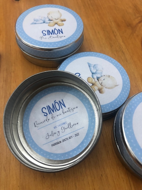 LATA TIPO PASTILLERO PERSONALIZADA SOUVENIR COMUNION