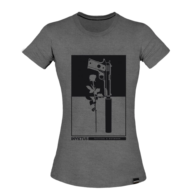 Camisa Invictus Concept Gun & Flower - Cinza