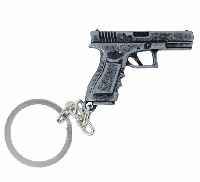 Chaveiro Pistola Glock - Prata Velho