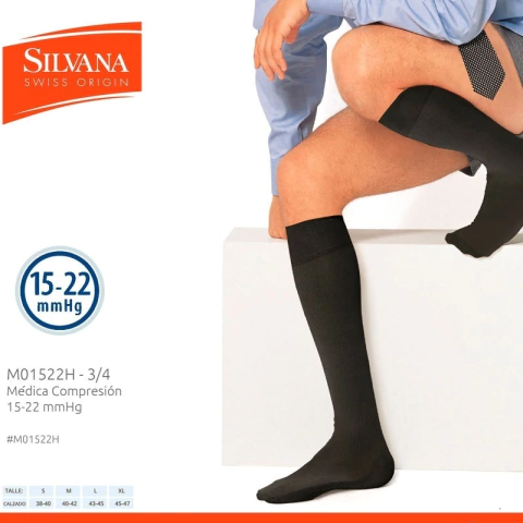 Medias Silvana 3/4 Lycra Descanso Ideal Varices Compresión 15-22 Terapéuticas Art.1522