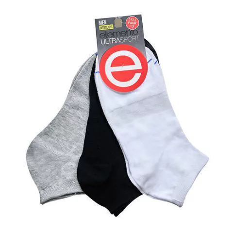 Pack 3 Medias Elemento Cortas Algodón Sin Toalla Running Hombre Art.513