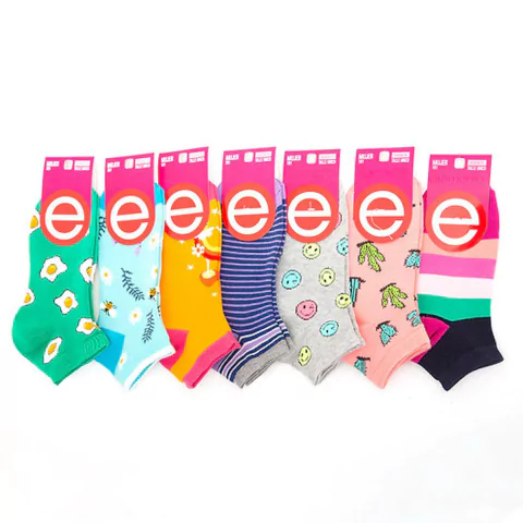 Pack Por Mayor 6 Medias Elemento Algodón Invisibles Estampada Art.101