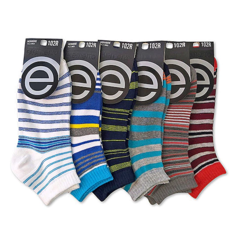 Pack Por Mayor 6 Medias Elemento Sin Caña Cortas Algodón Rayadas Art.102r