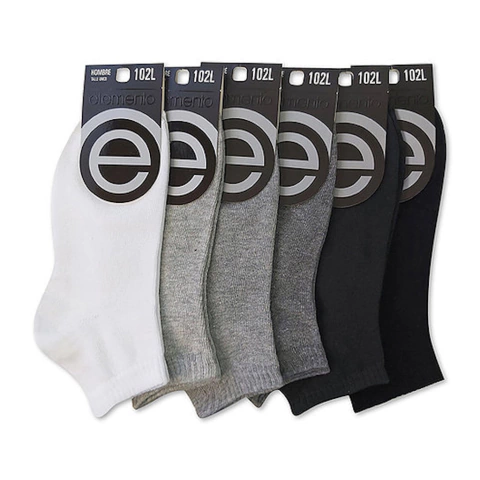 Pack 3 Medias Elemento Cortas Sin Caña Algodón Suave Sin Toalla Art.102