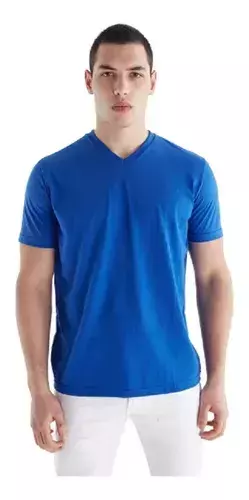LIQUIDACION Remera Tres Ases Manga Corta Algodón Liso Escote v Hombre Art.621 - comprar online