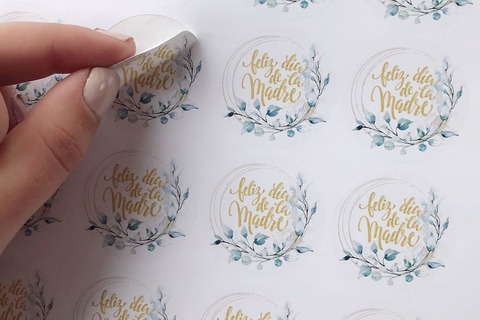 STICKERS FELIZ DIA DE LA MADRE HOJAS X 9 UNIDADES