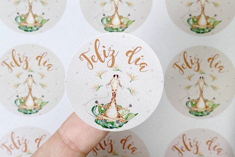 STICKERS FELIZ DIA JIRAFA X 9 UNIDADES