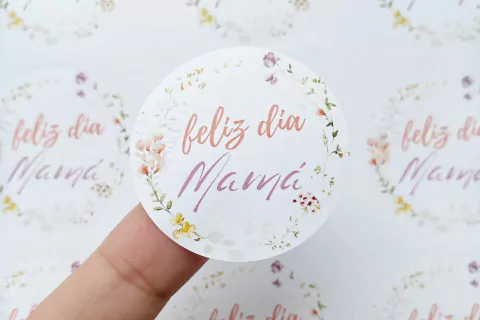 STICKERS FELIZ DIA MAMÀ FLORES SILVESTRES X 9 UNIDADES