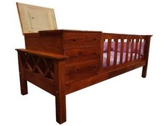 Cama Cuna Funcional Turquita Lustrada + Colchon + Acolchado(COMBO DE CUNA Nº 2)