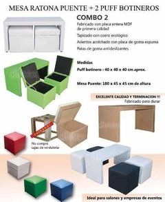 Mesa Ratona Puente + 2 Puff Botineros Placa Entera( ART 8009) - DIR-TEX