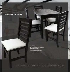 Juego De Comedor Mesa + 4 Sillas Linea Superior Tapizadas Pino lustrado( COMBO MESA LINEA SUPERIOR Nº 1) - DIR-TEX