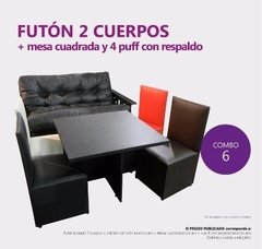 Futon 2 Cuerpos Lustrado + Mesa Cuadrada + Puff C Respaldo( COMBO DE FUTON Nº 6) en internet