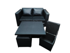 Juego De Living Sillón 2 Cps Ecocuero/Jacquard Premium