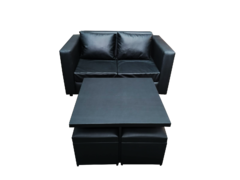 Juego De Living Sillón 2 Cps Ecocuero/Jacquard Premium - comprar online