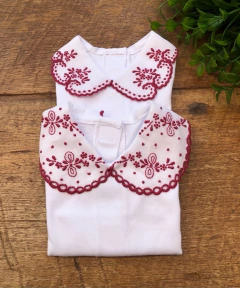 Body de gola bordado vermelho