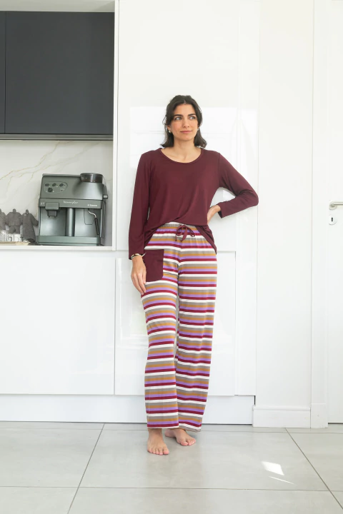 Burdeos | Conjunto Manga Larga Pantalón Largo - comprar online