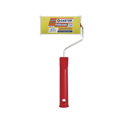 Rolo de pintura de espuma poliéster com cabo vermelho de 9 cm.