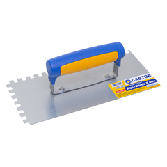 Desempenadeira dentada de aço 12x27cm com dente 8mm e cabo fechado – Ref. 221