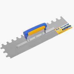 Desempenadeira de aço 10x40cm com dente "U" e cabo plástico – Ref. 451
