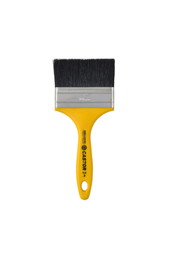 Trincha com cabo amarelo e cerdas pretas largas para pintura