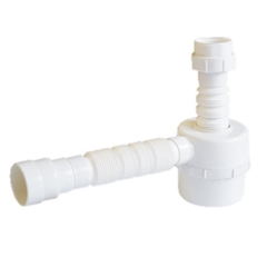 Sifão Copo Fere Sanfonado Branco em PVC