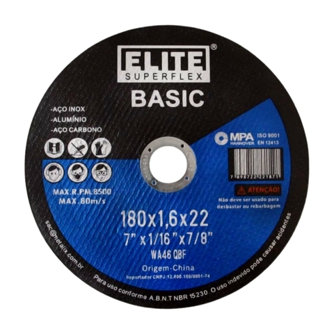 Disco de Corte Elite para Inox 180x1,6x22mm