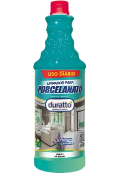 "Limpador Diário para Porcelanato 1L Duratto Lavanda - Remove sujeiras do dia a dia sem danificar o brilho, com fórmula prática, sem enxágue, e fragrância suave."