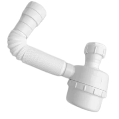 Sifão Copo Fere Sanfonado Branco em PVC - comprar online