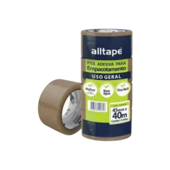 Pacote com 4 rolos de fita adesiva marrom Alltape para empacotamento, 48mm x 45m