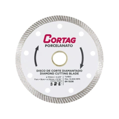 Disco diamantado para porcelanato, ideal para cortes precisos e eficientes em materiais cerâmicos e porcelanatos.