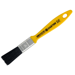 Trincha com cabo plástico amarelo e cerdas pretas, tamanho 3/4 polegadas