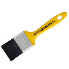Trincha 619 de cerdas pretas com cabo amarelo da marca Castor.