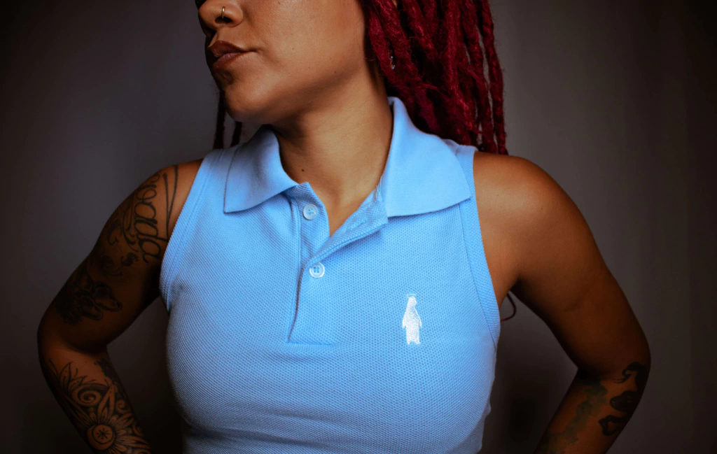 Polo Cropped Feminino Marginal, Azul - Amarela