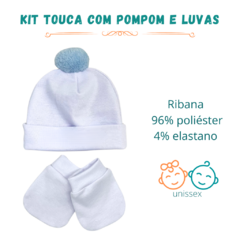 kit touca com pompom e luvas para sublimação