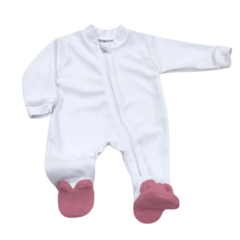 Macacão de plush pezinho pantufa