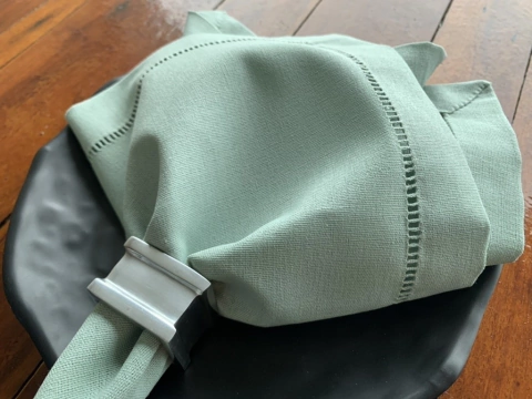 Guardanapos de Ponto Ajour em Linho Verde Chá