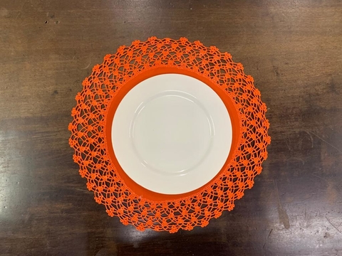Sousplat de Crochê e Linho Laranja