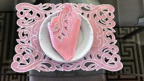 Jogo Americano em Rechilieu Rosa 12pçs