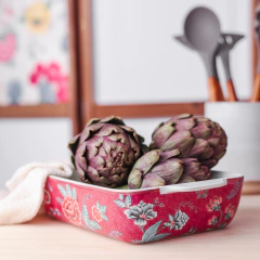 Fuente para horno Flower Festival Pink Rectangular