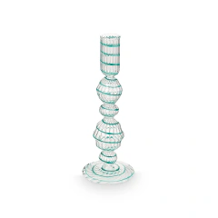 Set De 3 Candelabros De Vidrio Light Blue en internet