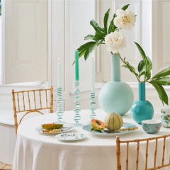 Set De 3 Candelabros De Vidrio Light Blue